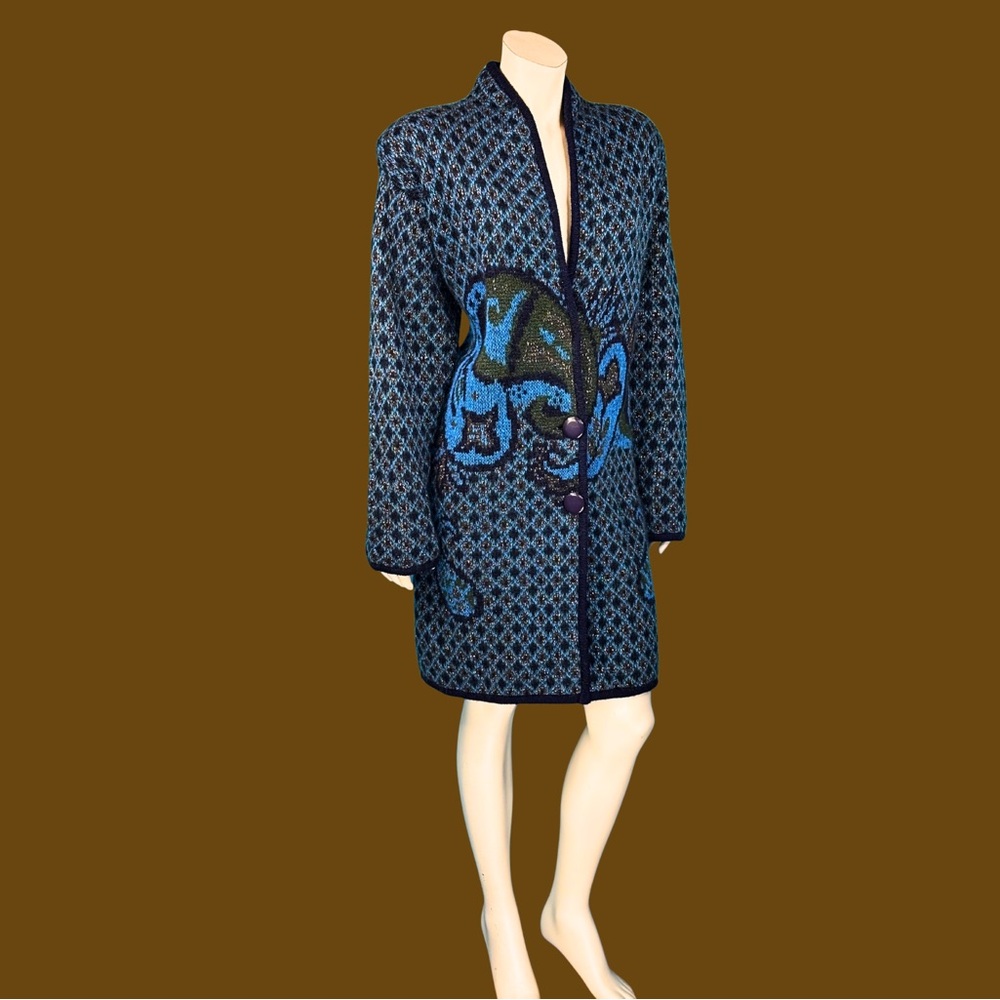 Vintage 1980s Oversized Paisley Sweater Coat / M L - Picture 5 of 12